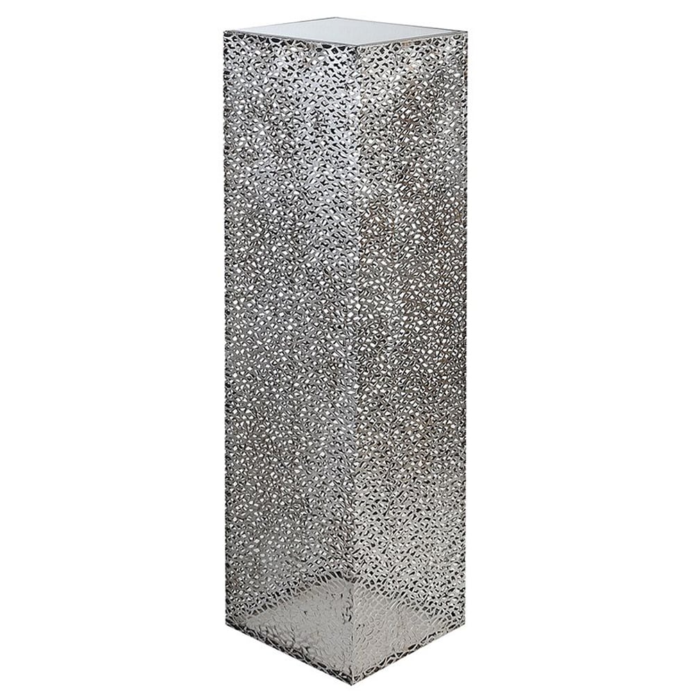 Purley Large Glass Metal Decorative Pillar In Silver