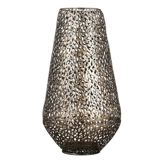 Product photograph of Purley Metal Floor Lantern In Antique Gold from Furniture in Fashion