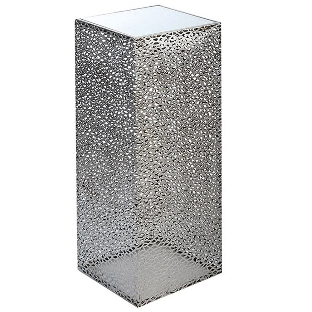 Purley Small Glass Metal Decorative Pillar In Silver