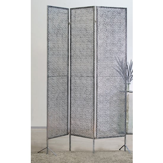 Purley Metal Room Divider In Antique Silver 30167 Furniture