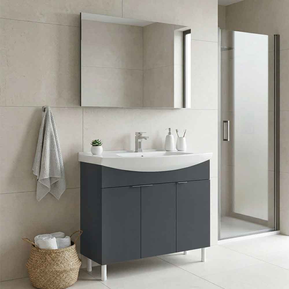 Purus 1000mm Wooden Bathroom Furniture Set with 3 Doors in Matte Anthracite