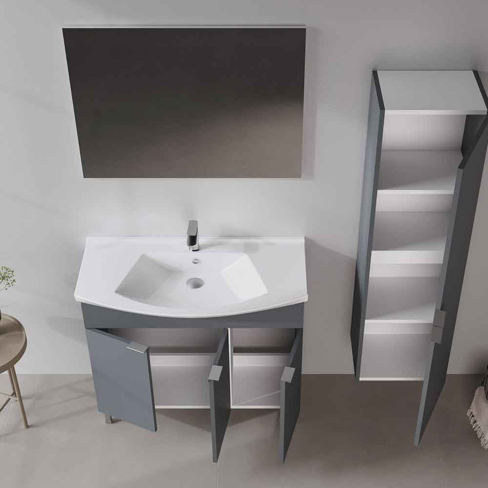 Purus 1000mm Wooden Bathroom Furniture Set with 3 Doors in Matte Anthracite