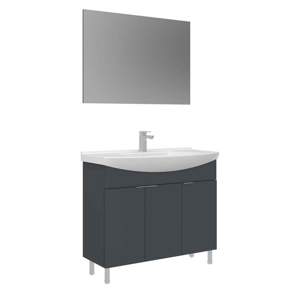 Purus 1000mm Wooden Bathroom Furniture Set with 3 Doors in Matte Anthracite