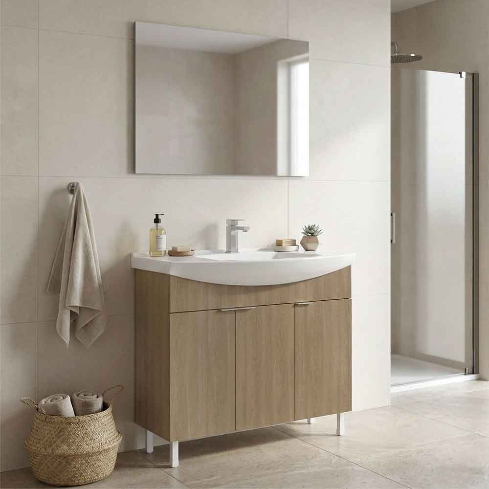 Purus 1000mm Wooden Bathroom Furniture Set with 3 Doors in Oak