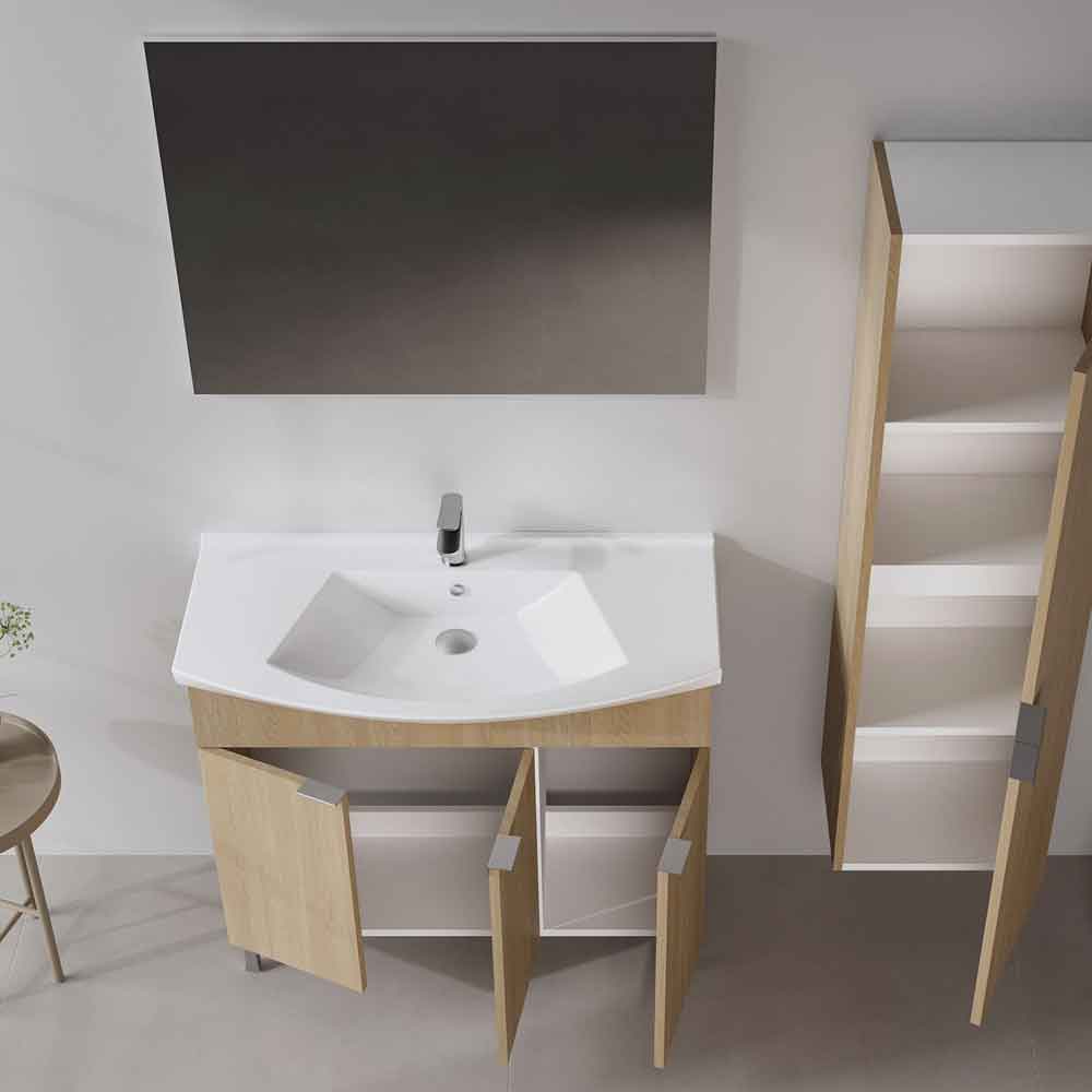 Purus 1000mm Wooden Bathroom Furniture Set with 3 Doors in Oak