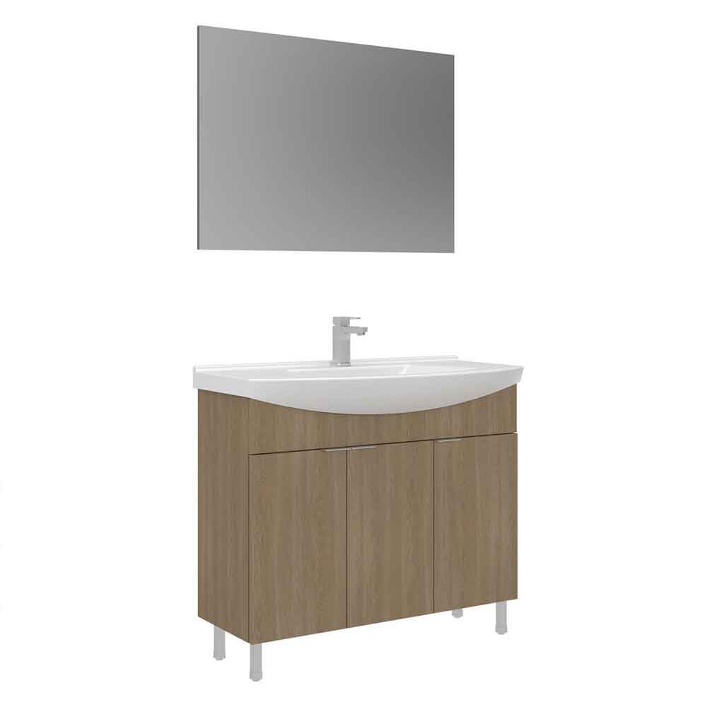 Purus 1000mm Wooden Bathroom Furniture Set with 3 Doors in Oak