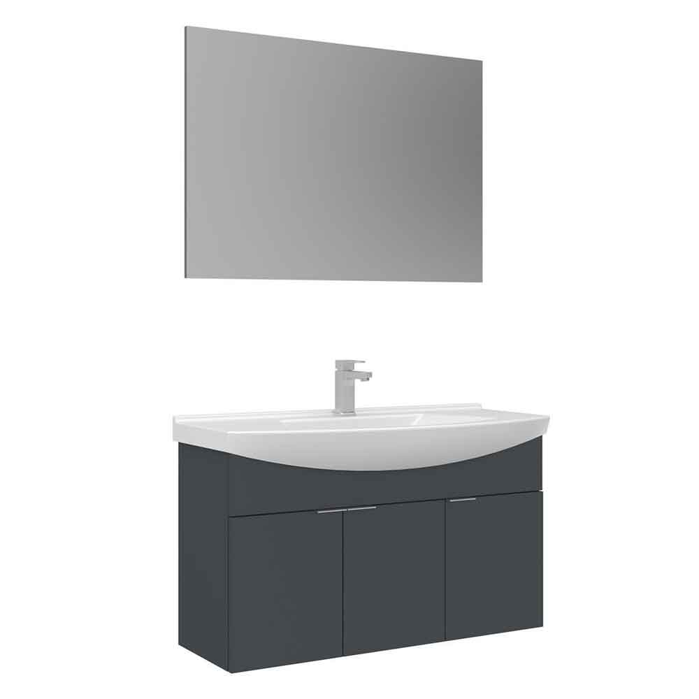 Purus 1000mm Wooden Wall Mounted Bathroom Furniture Set in Matte Anthracite