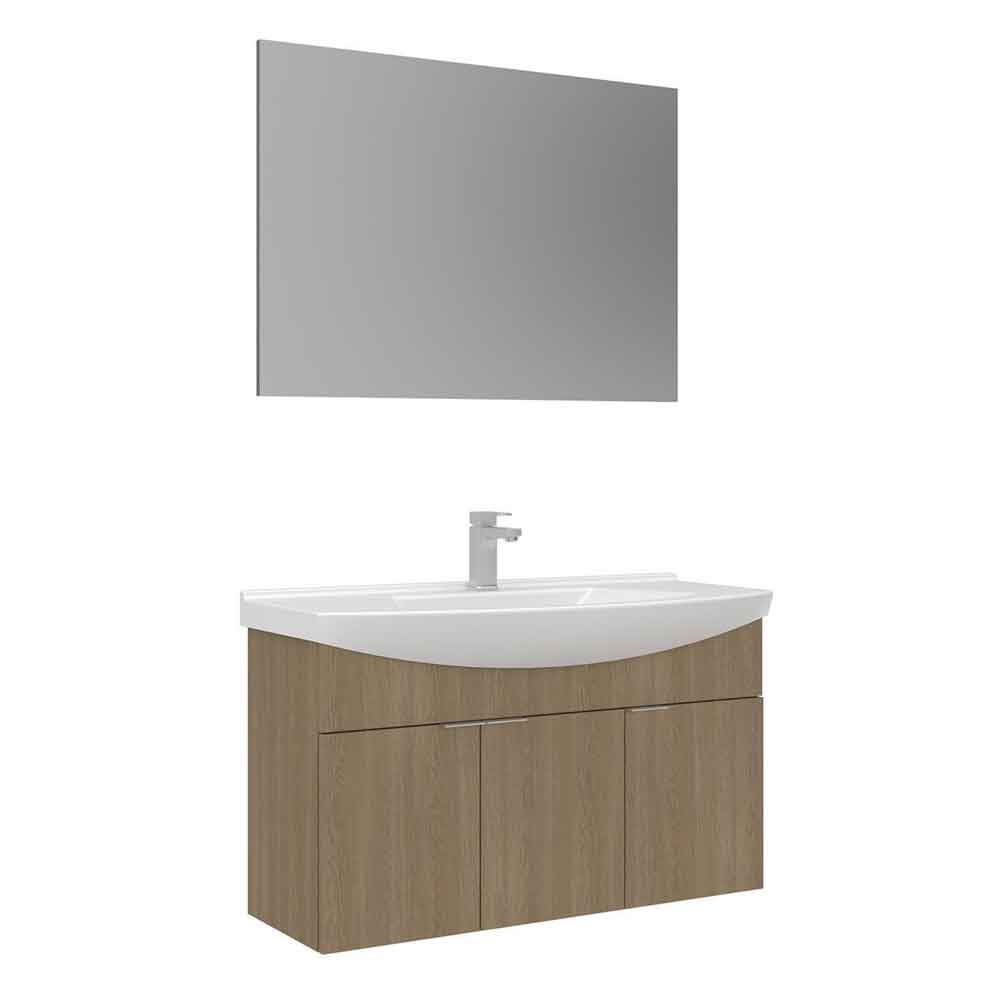 Purus 1000mm Wooden Wall Mounted Bathroom Furniture Set in Oak