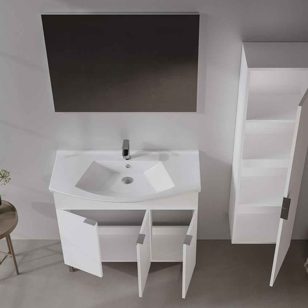 Purus 1000mm Wooden Wall Mounted Bathroom Furniture Set in White