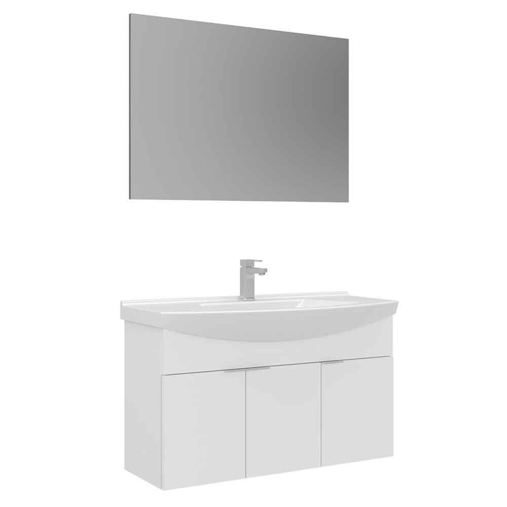 Purus 1000mm Wooden Wall Mounted Bathroom Furniture Set in White