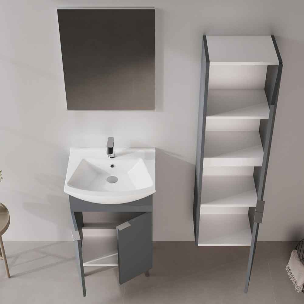 Purus 550mm Wooden Bathroom Furniture Set with 2 Doors in Matte Anthracite