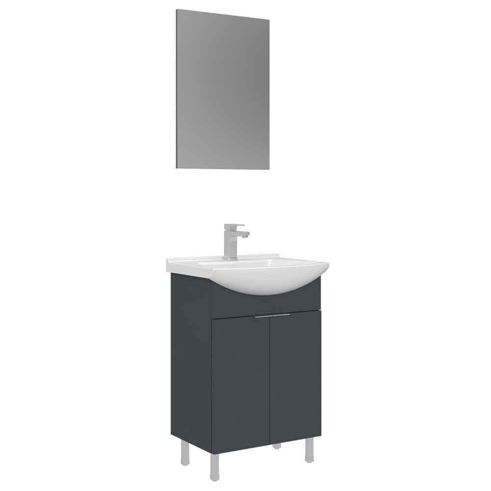 Purus 550mm Wooden Bathroom Furniture Set with 2 Doors in Matte Anthracite
