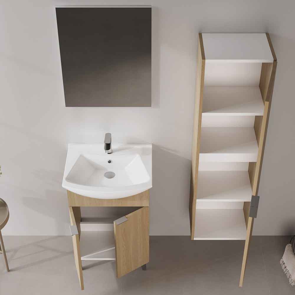 Purus 550mm Wooden Bathroom Furniture Set with 2 Doors in Oak