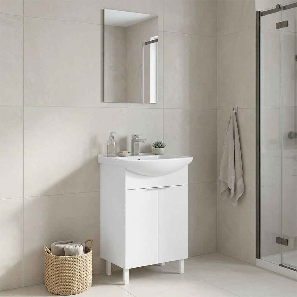 Purus 550mm Wooden Bathroom Furniture Set with 2 Doors in White