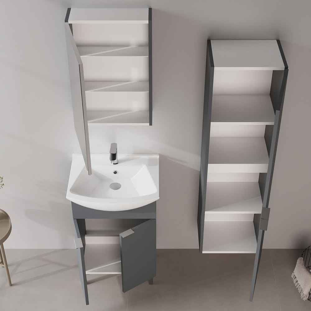 Purus 550mm Wooden Bathroom Furniture Set with 3 Doors in Matte Anthracite