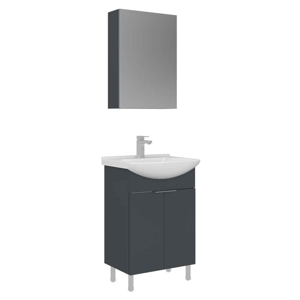Purus 550mm Wooden Bathroom Furniture Set with 3 Doors in Matte Anthracite