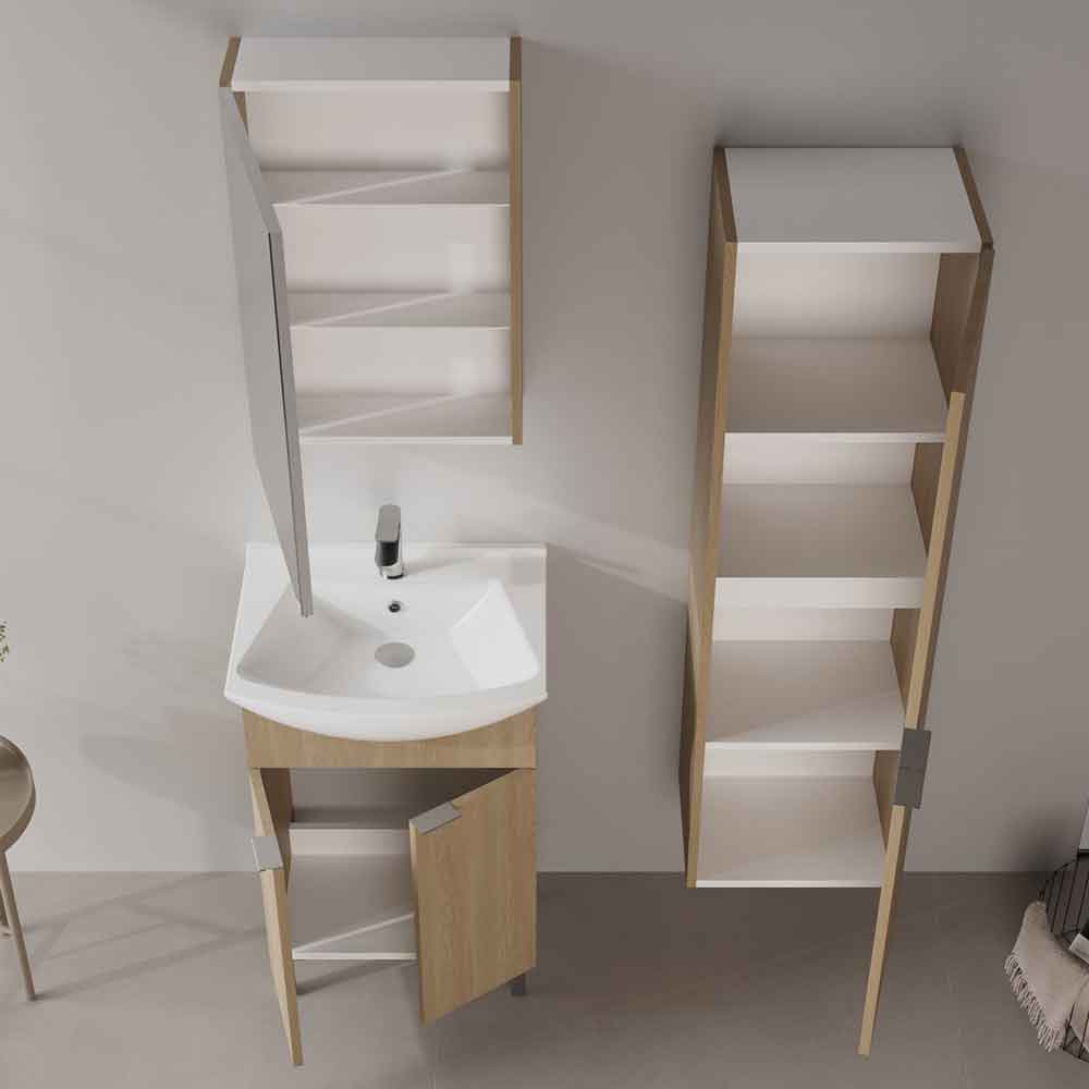 Purus 550mm Wooden Bathroom Furniture Set with 3 Doors in Oak