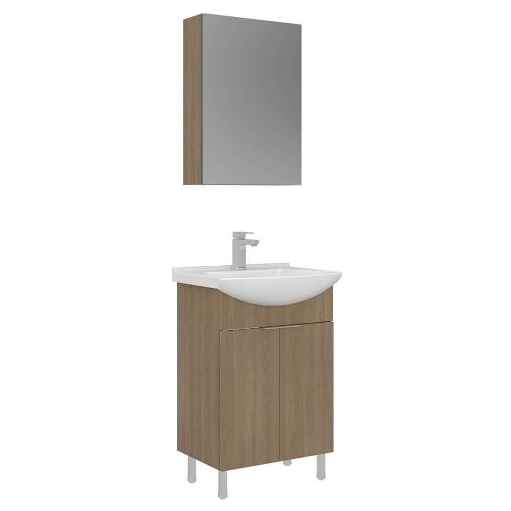 Purus 550mm Wooden Bathroom Furniture Set with 3 Doors in Oak