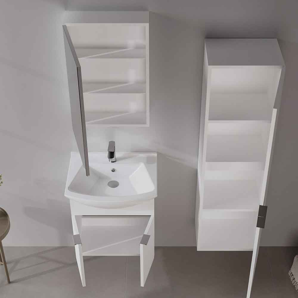 Purus 550mm Wooden Wall Mounted Bathroom Furniture Set with 3 Doors in White