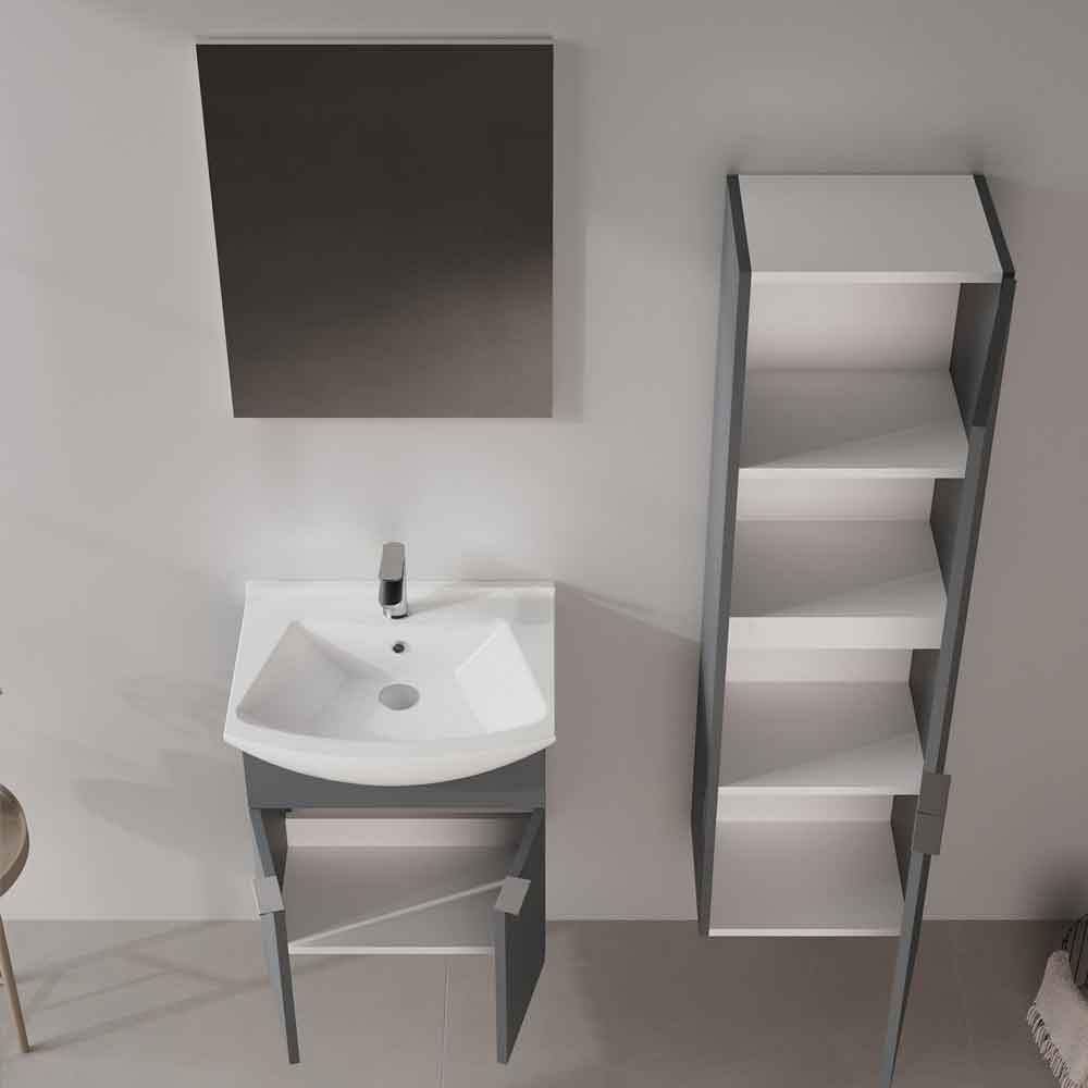 Purus 550mm Wooden Wall Mounted Bathroom Furniture Set in Matte Anthracite