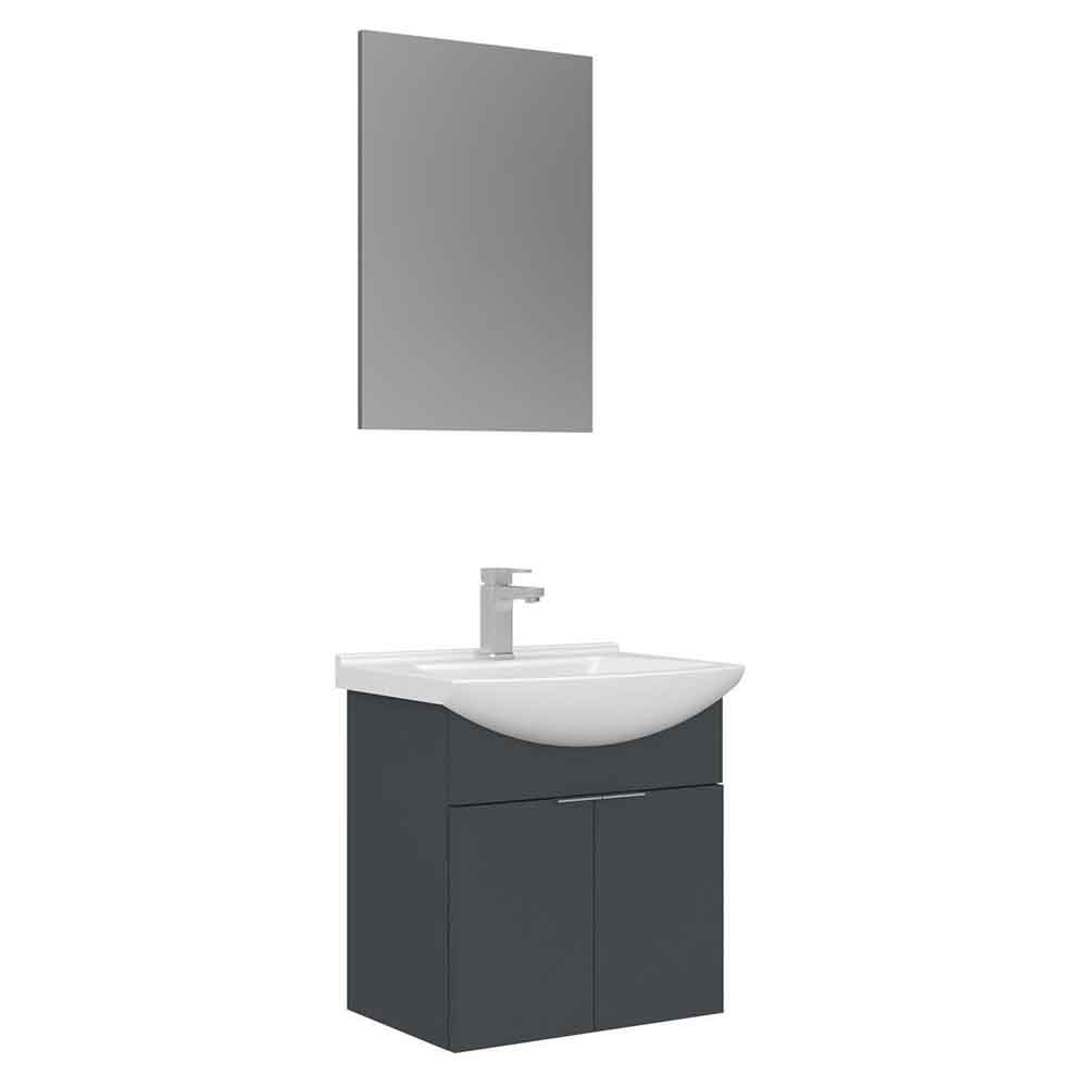 Purus 550mm Wooden Wall Mounted Bathroom Furniture Set in Matte Anthracite