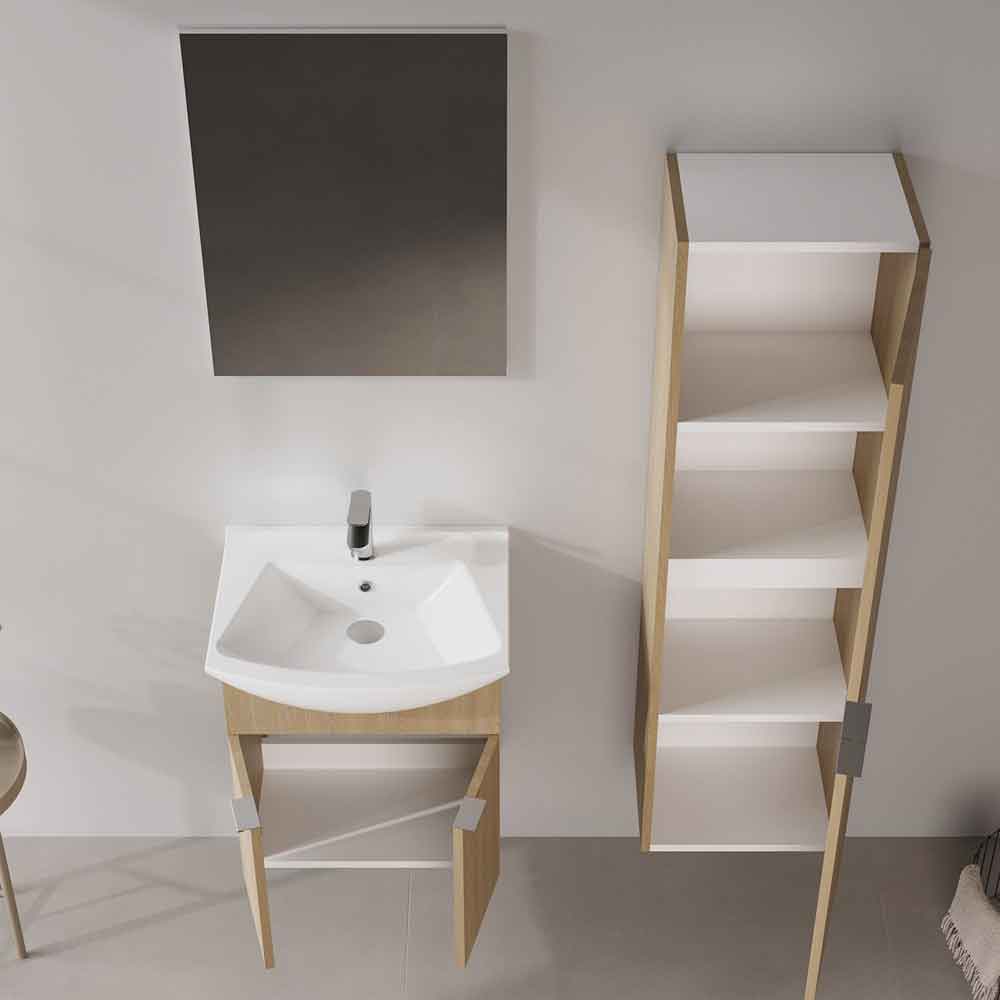 Purus 550mm Wooden Wall Mounted Bathroom Furniture Set in Oak