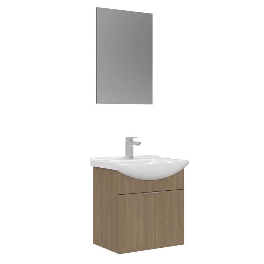 Purus 550mm Wooden Wall Mounted Bathroom Furniture Set in Oak