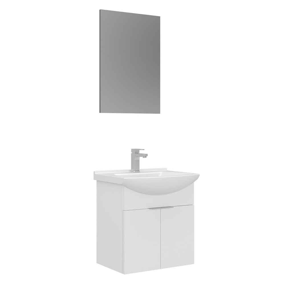 Purus 550mm Wooden Wall Mounted Bathroom Furniture Set in White