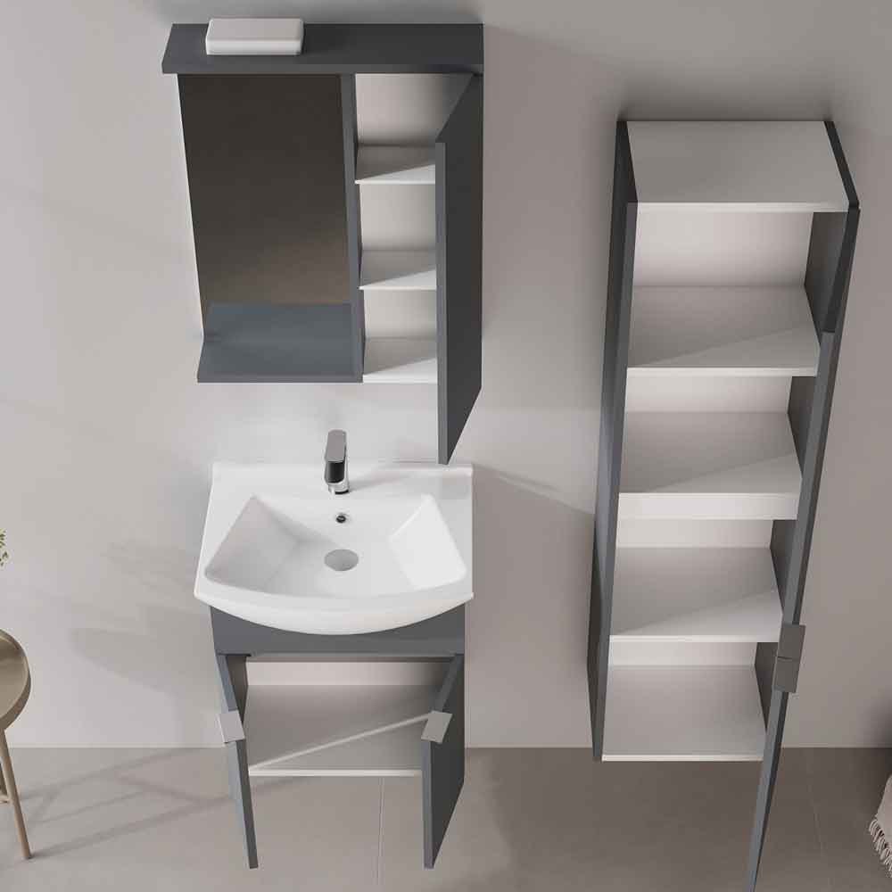 Purus 550mm Wooden Wall Mounted Vanity Unit & Basin in Matte Anthracite
