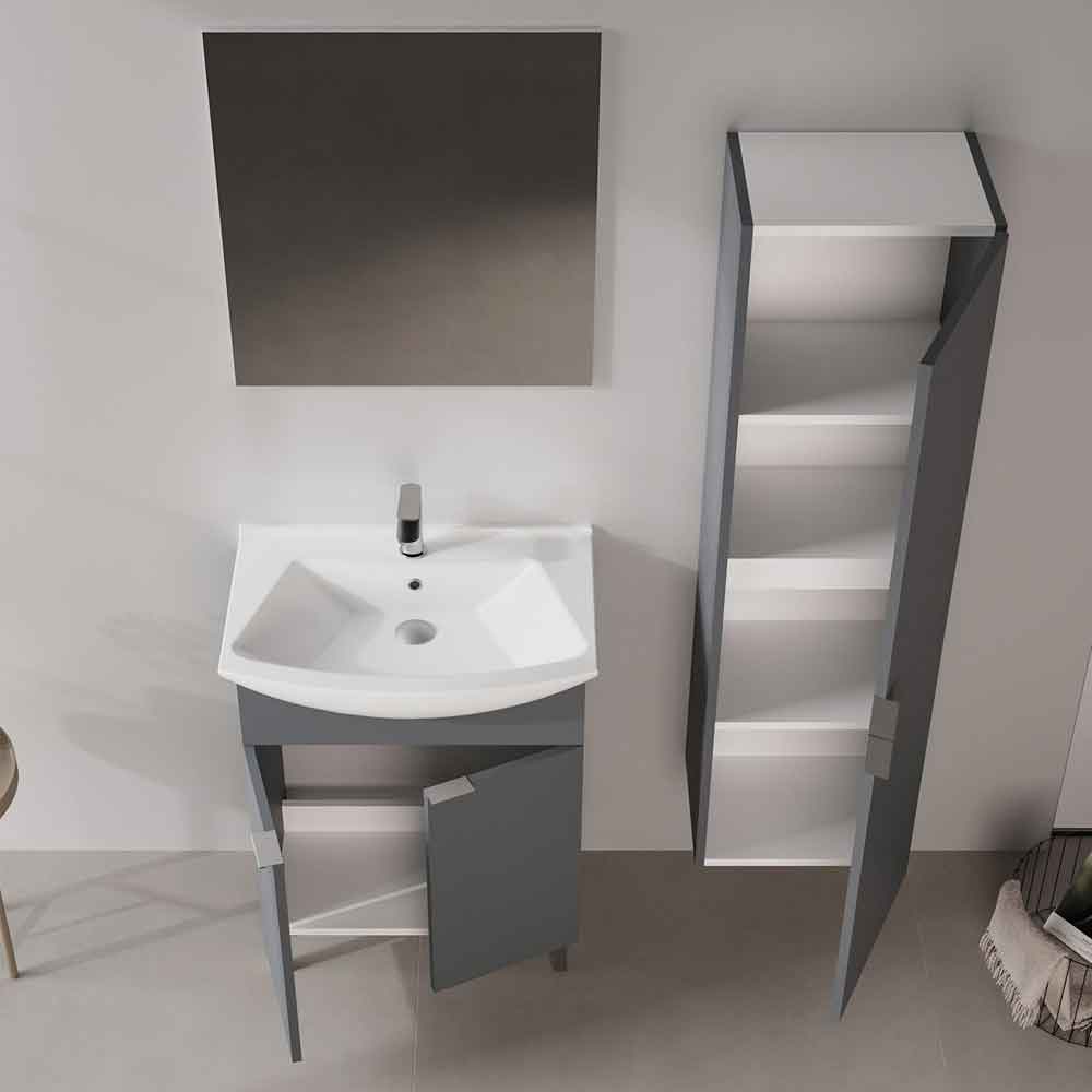 Purus 650mm Wooden Bathroom Furniture Set with 2 Doors in Matte Anthracite