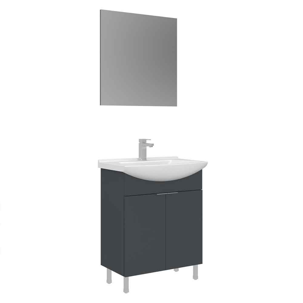 Purus 650mm Wooden Bathroom Furniture Set with 2 Doors in Matte Anthracite