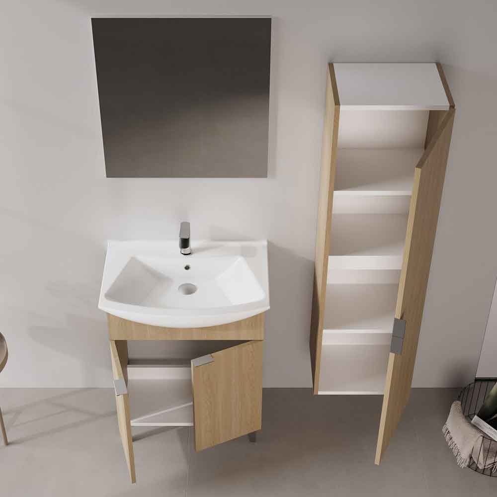 Purus 650mm Wooden Bathroom Furniture Set with 2 Doors in Oak