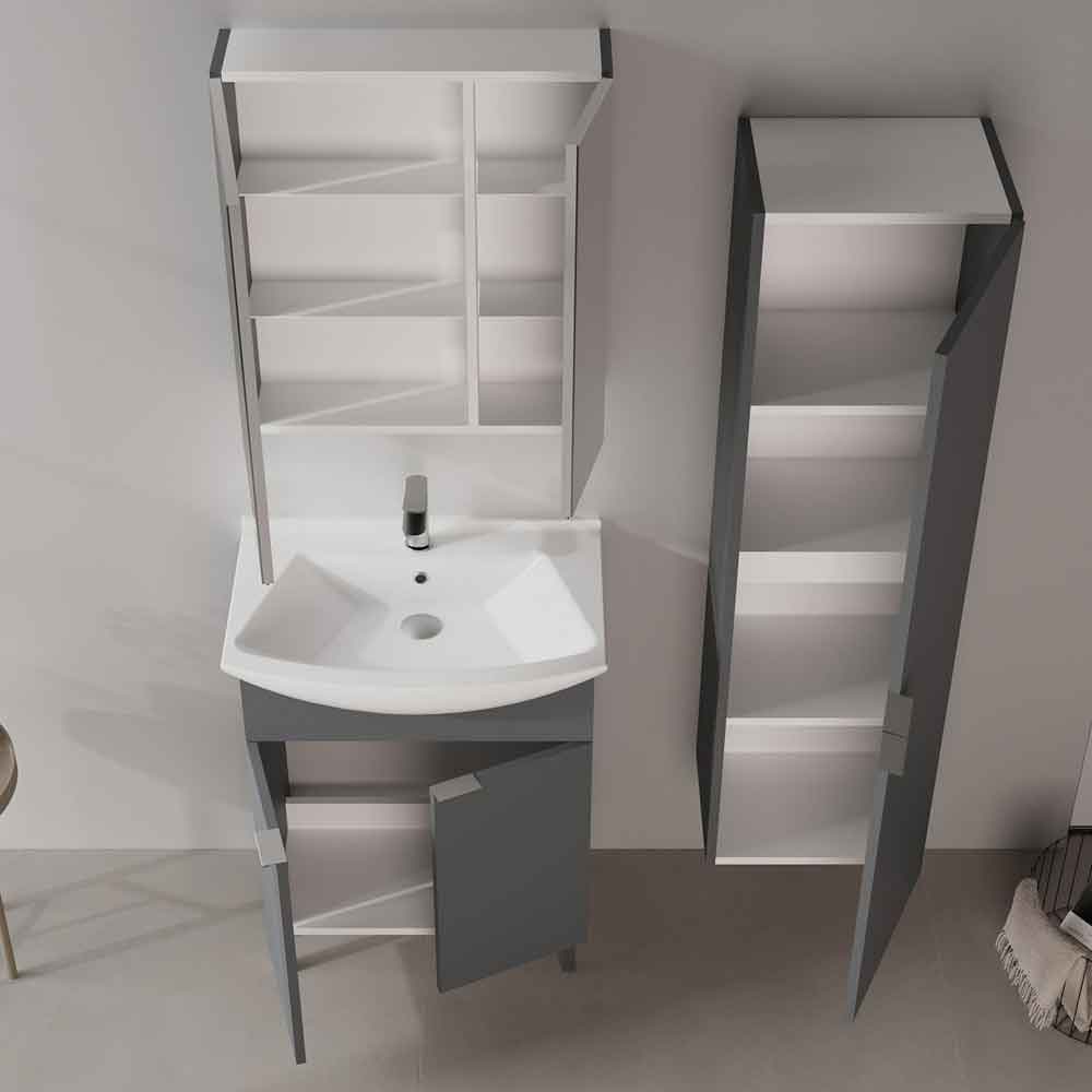 Purus 650mm Wooden Bathroom Furniture Set with 4 Doors in Matte Anthracite