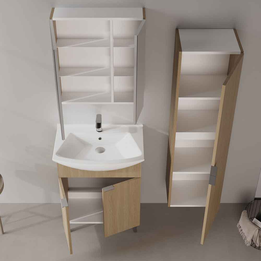 Purus 650mm Wooden Bathroom Furniture Set with 4 Doors in Oak