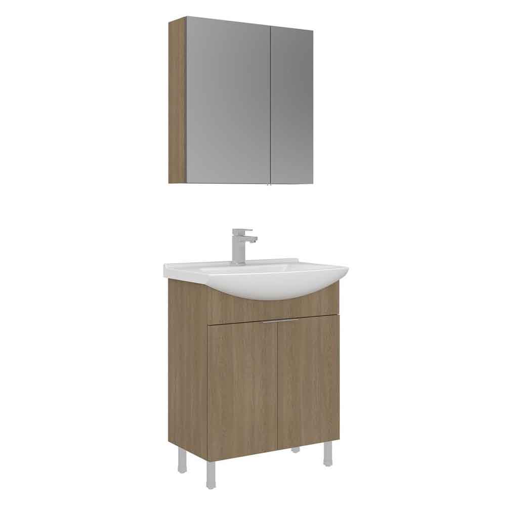 Purus 650mm Wooden Bathroom Furniture Set with 4 Doors in Oak