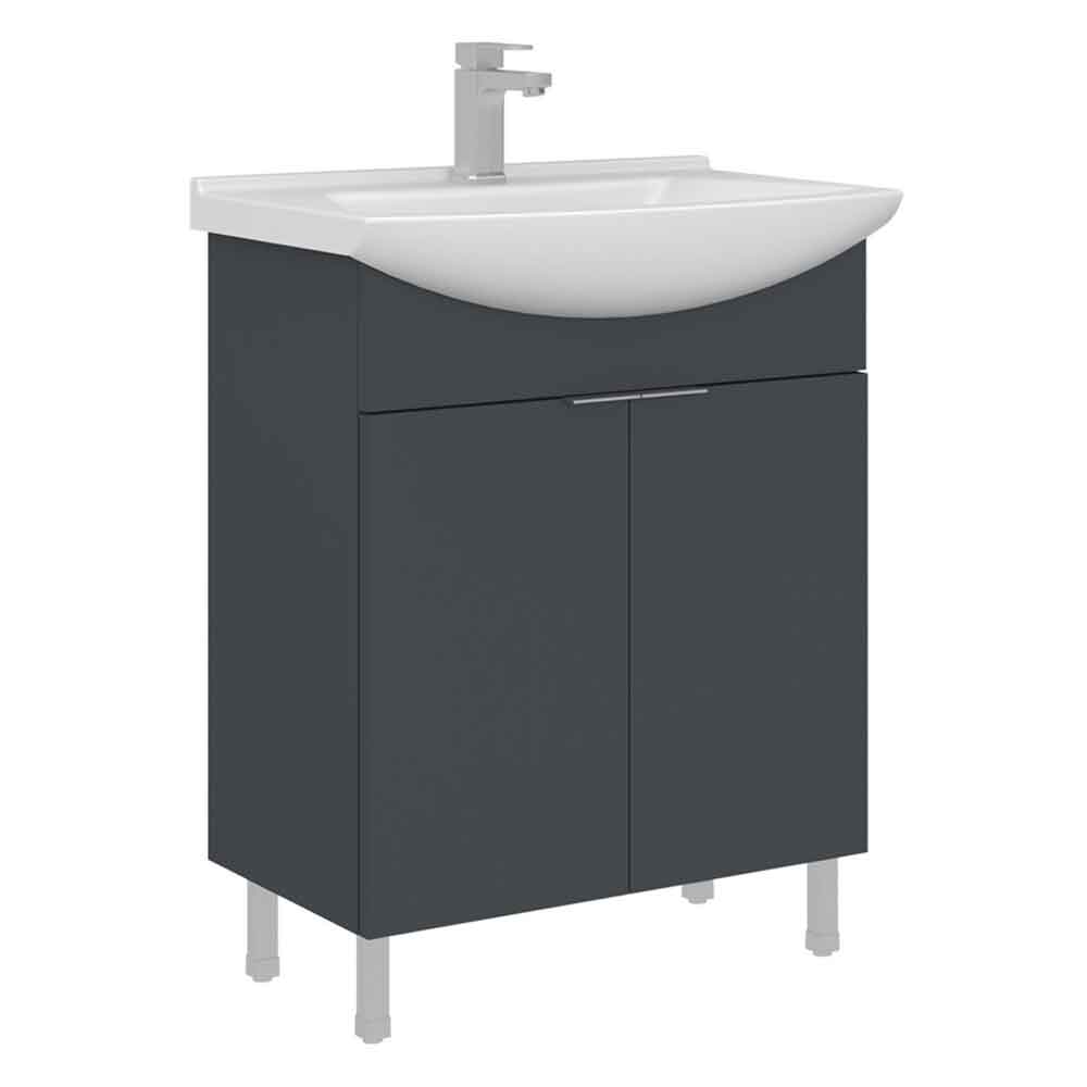 Purus 650mm Wooden Vanity Unit & Basin in Matte Anthracite