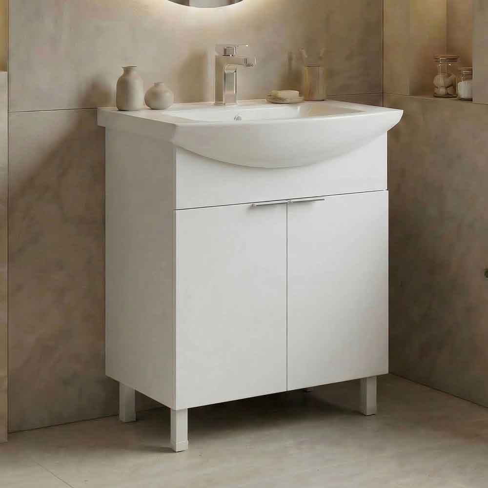 Purus 650mm Wooden Vanity Unit & Basin in White