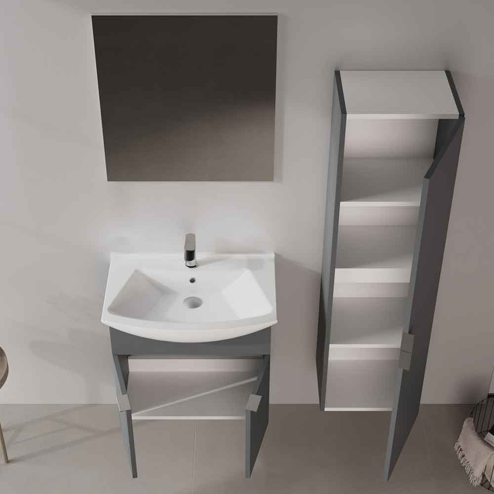 Purus 650mm Wooden Wall Mounted Bathroom Furniture Set with 2 Doors in Matte Anthracite