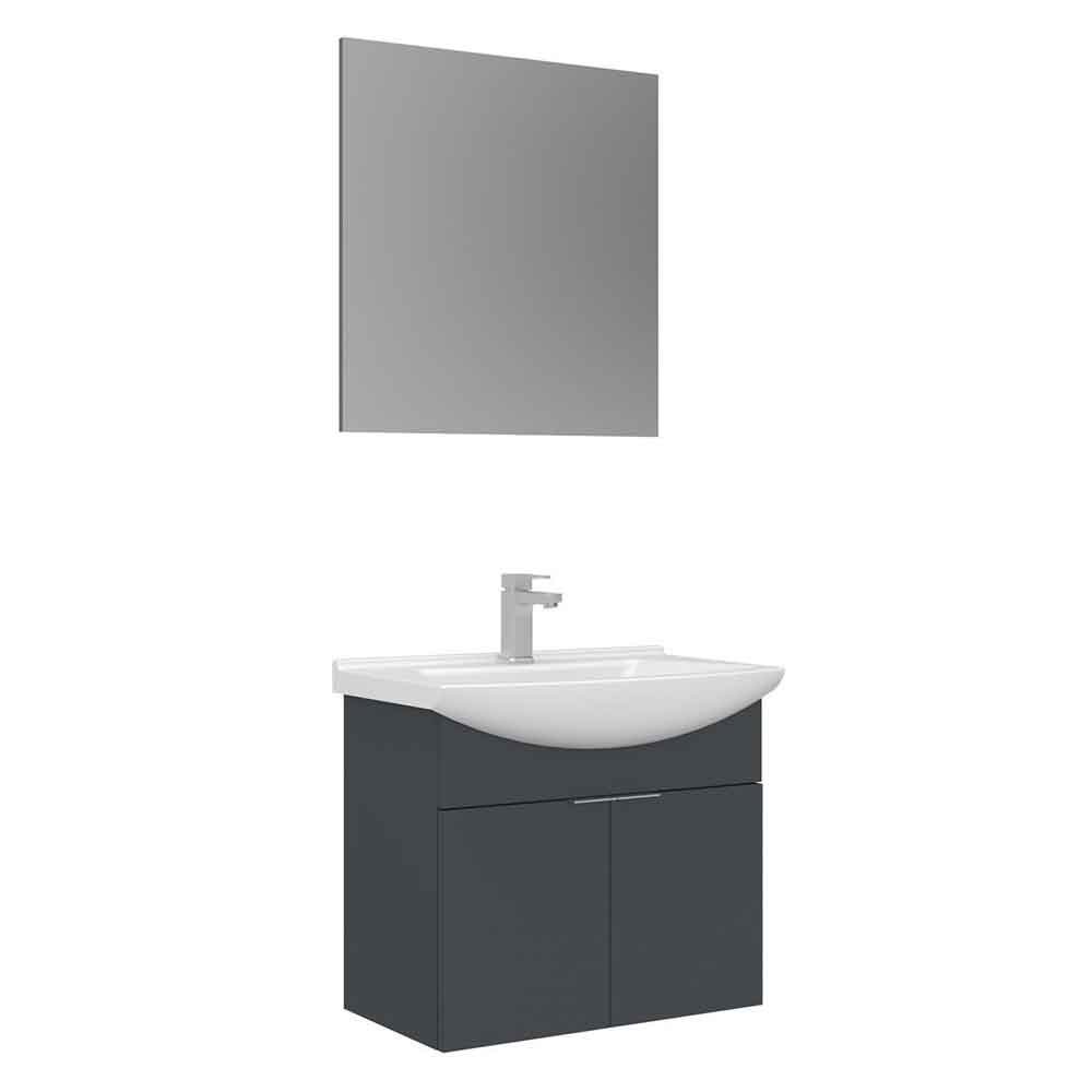 Purus 650mm Wooden Wall Mounted Bathroom Furniture Set with 2 Doors in Matte Anthracite