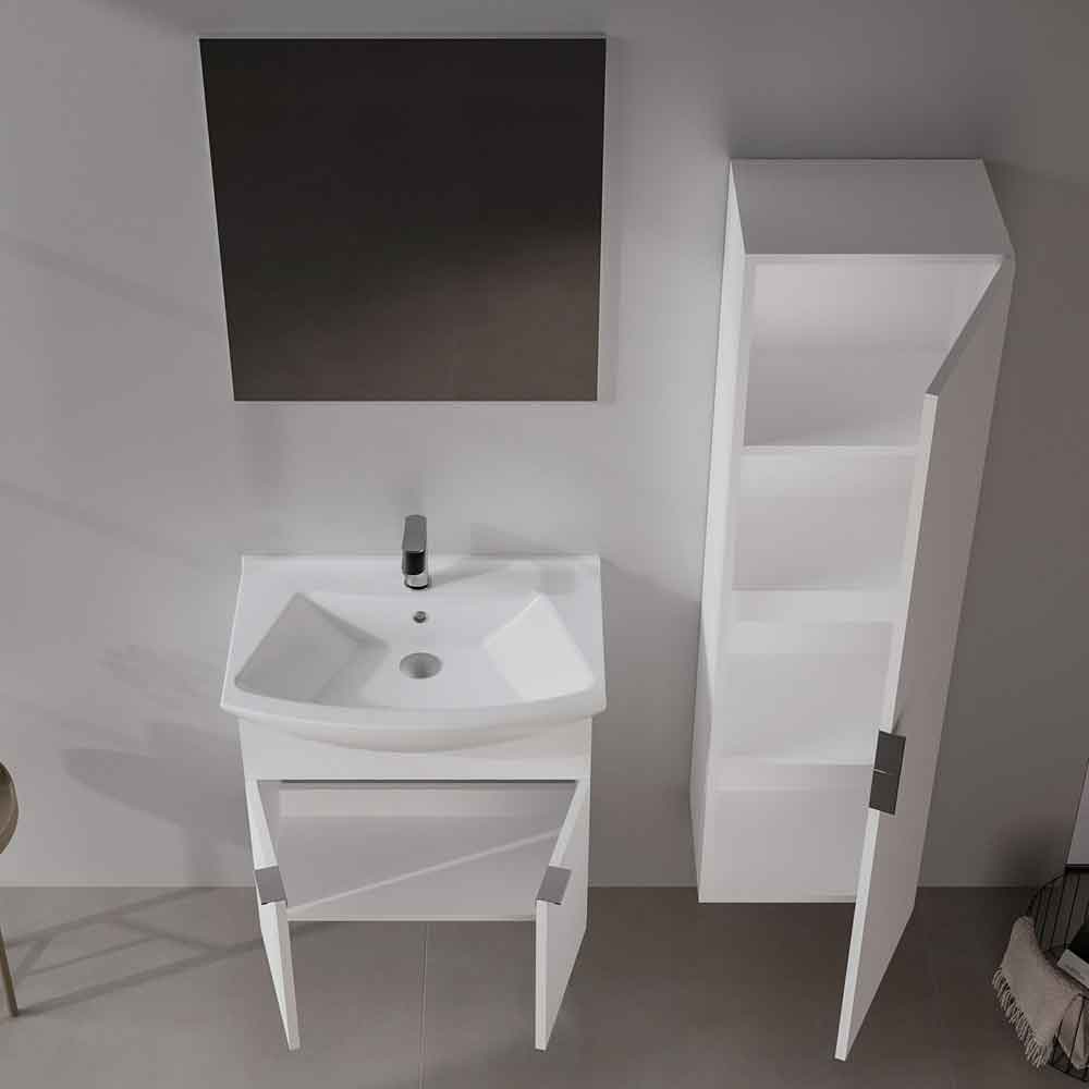 Purus 650mm Wooden Wall Mounted Bathroom Furniture Set with 2 Doors in White