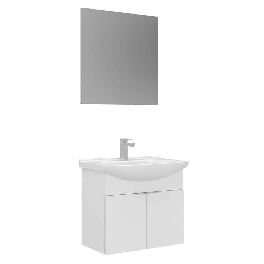 Purus 650mm Wooden Wall Mounted Bathroom Furniture Set with 2 Doors in White