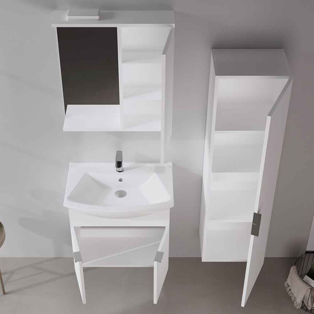 Purus 650mm Wooden Wall Mounted Bathroom Furniture Set with 3 Doors in White