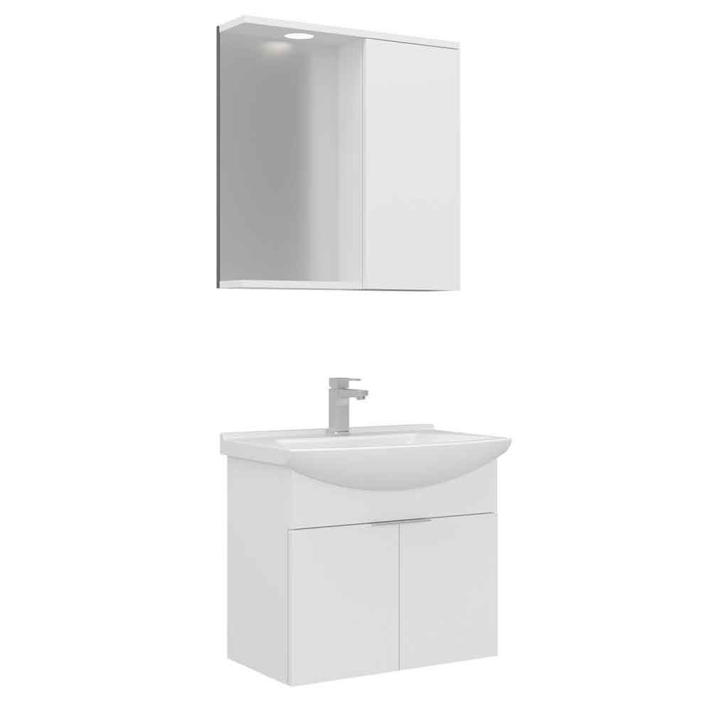 Purus 650mm Wooden Wall Mounted Bathroom Furniture Set with 3 Doors in White