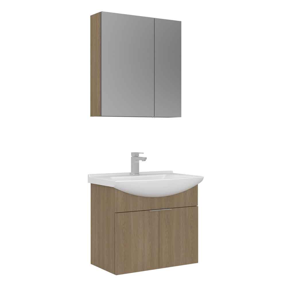Purus 650mm Wooden Wall Mounted Bathroom Furniture Set with 4 Doors in Oak