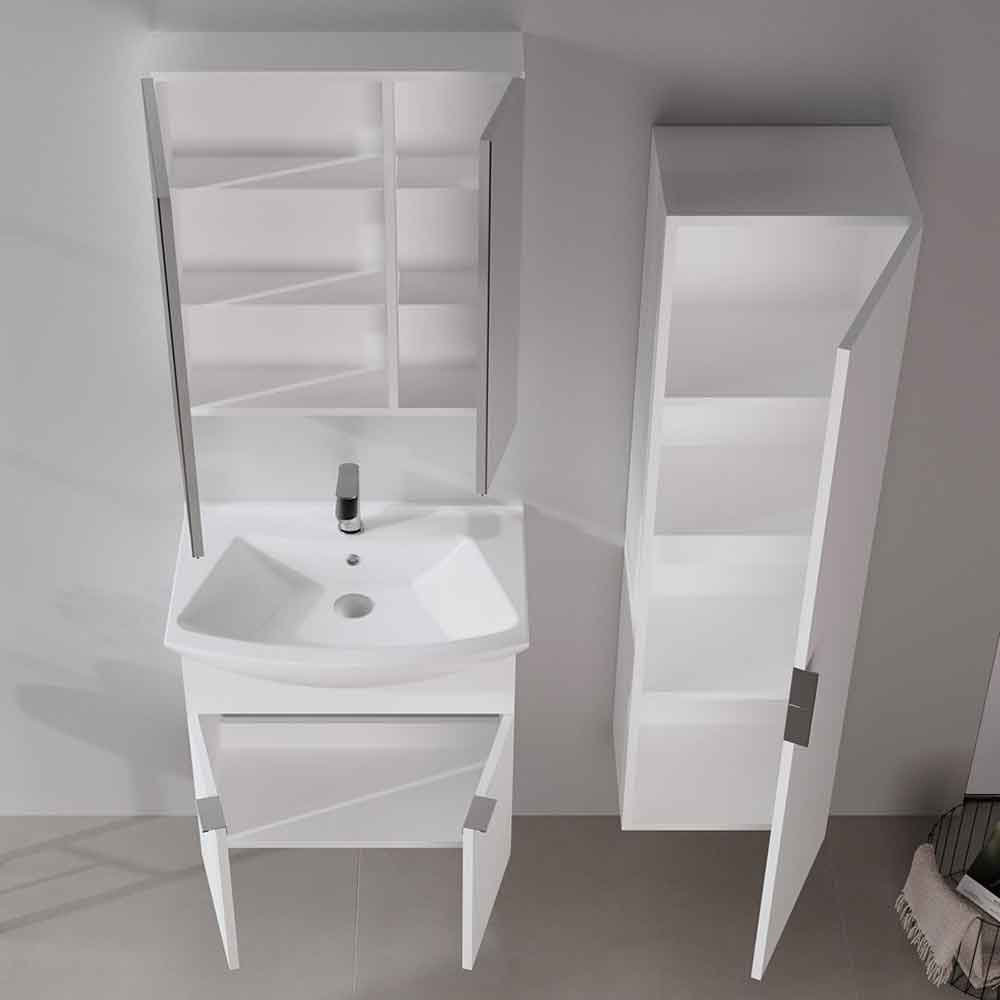 Purus 650mm Wooden Wall Mounted Bathroom Furniture Set with 4 Doors in White