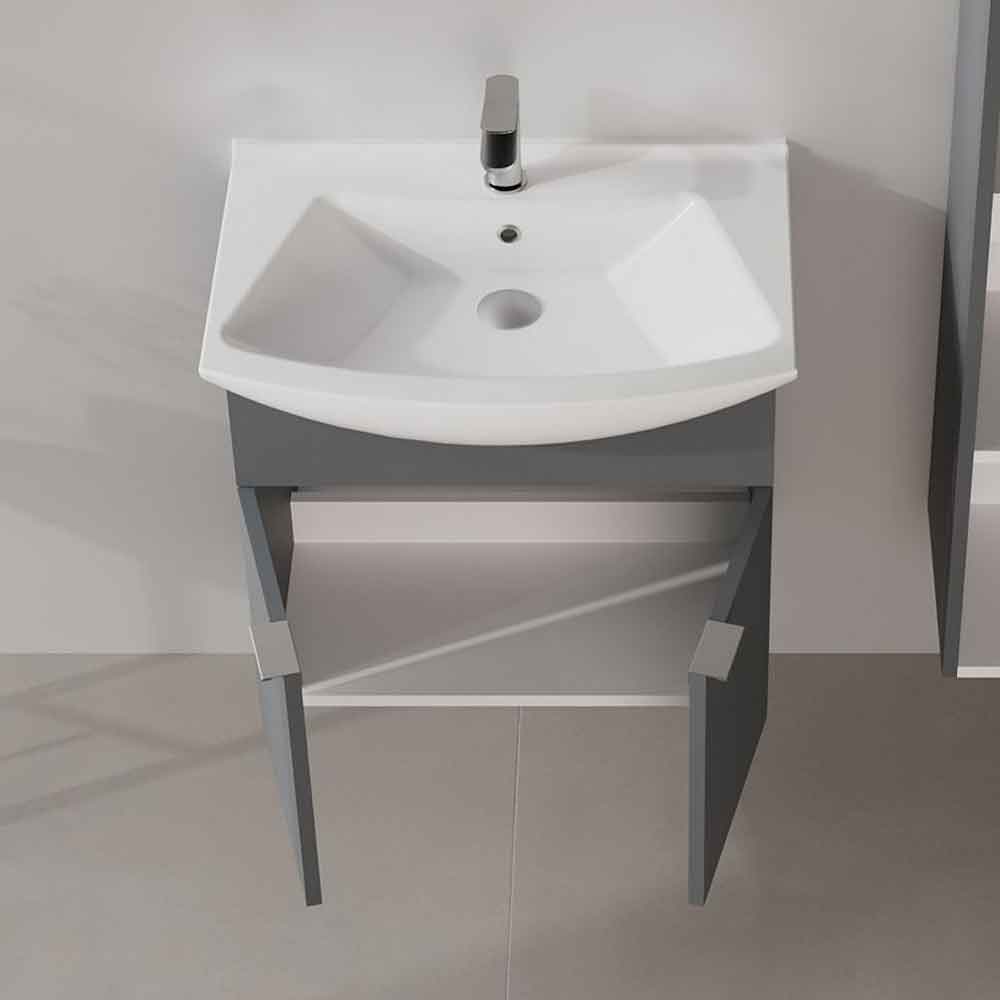 Purus 650mm Wooden Wall Mounted Vanity Unit & Basin in Matte Anthracite