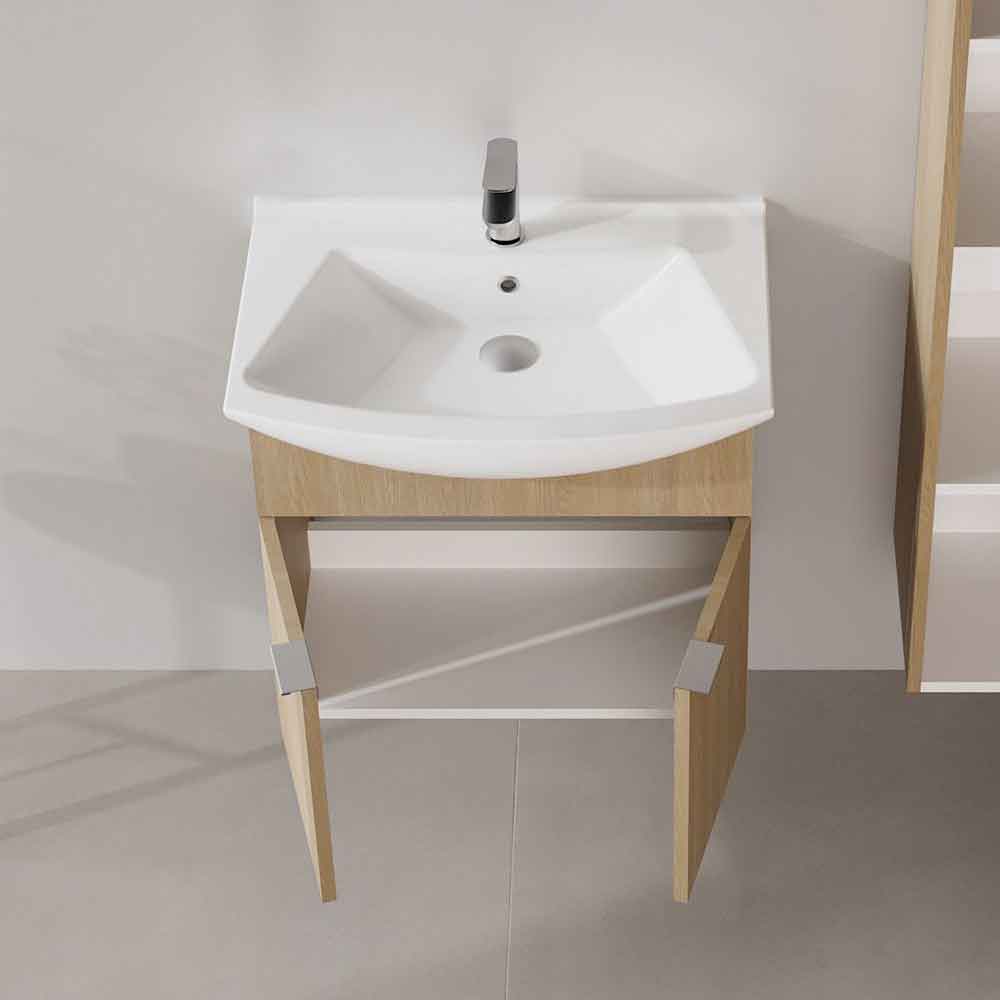 Purus 650mm Wooden Wall Mounted Vanity Unit & Basin in Sonoma Oak