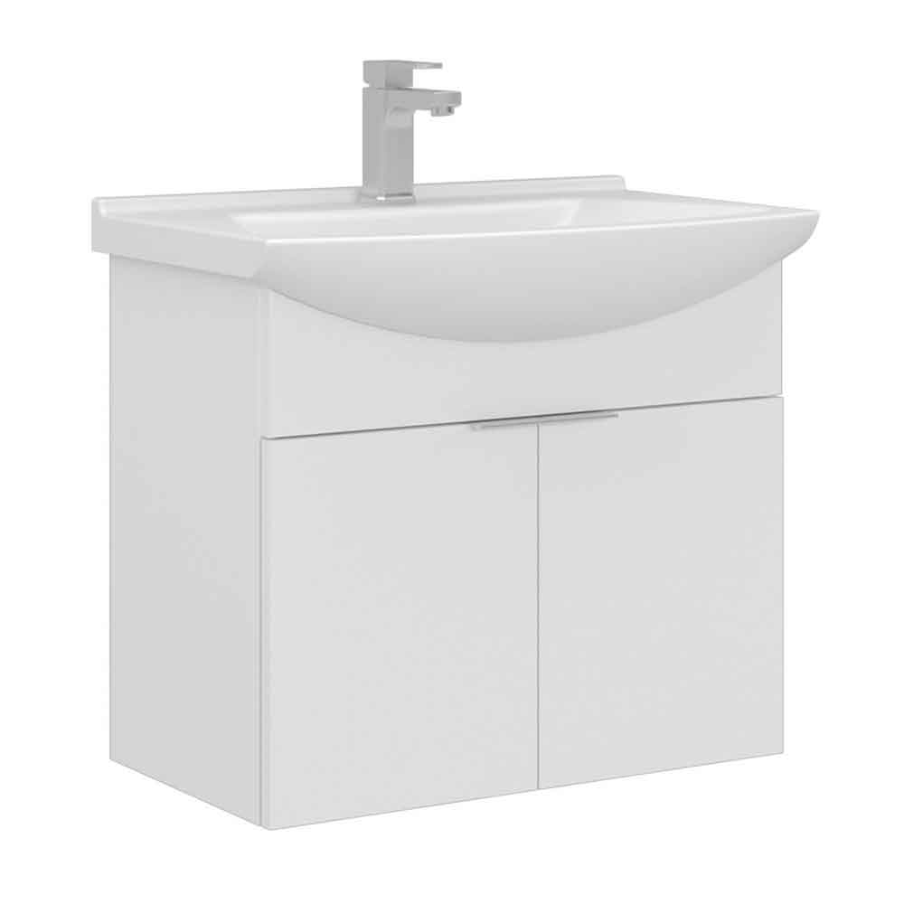 Purus 650mm Wooden Wall Mounted Vanity Unit & Basin in White