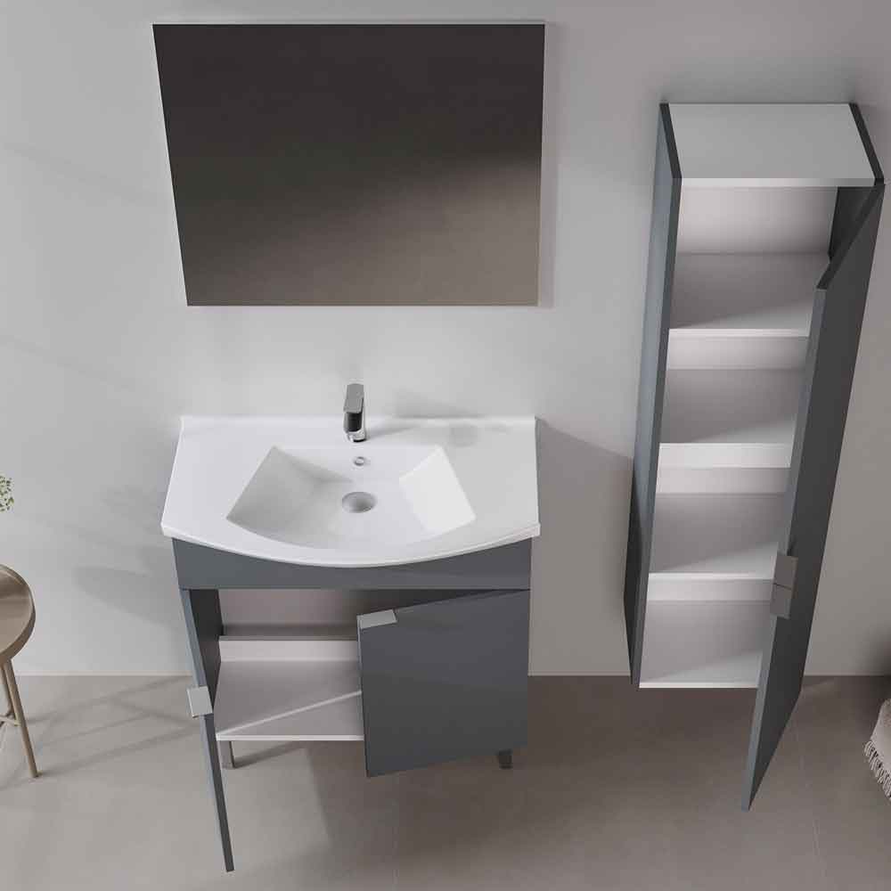 Purus 800mm Wooden Bathroom Furniture Set with 2 Doors in Matte Anthracite