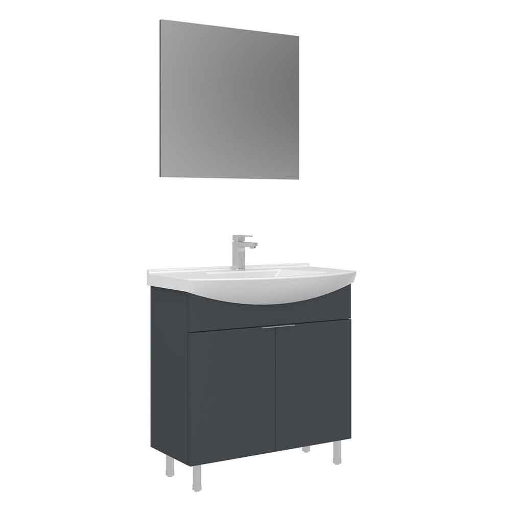 Purus 800mm Wooden Bathroom Furniture Set with 2 Doors in Matte Anthracite